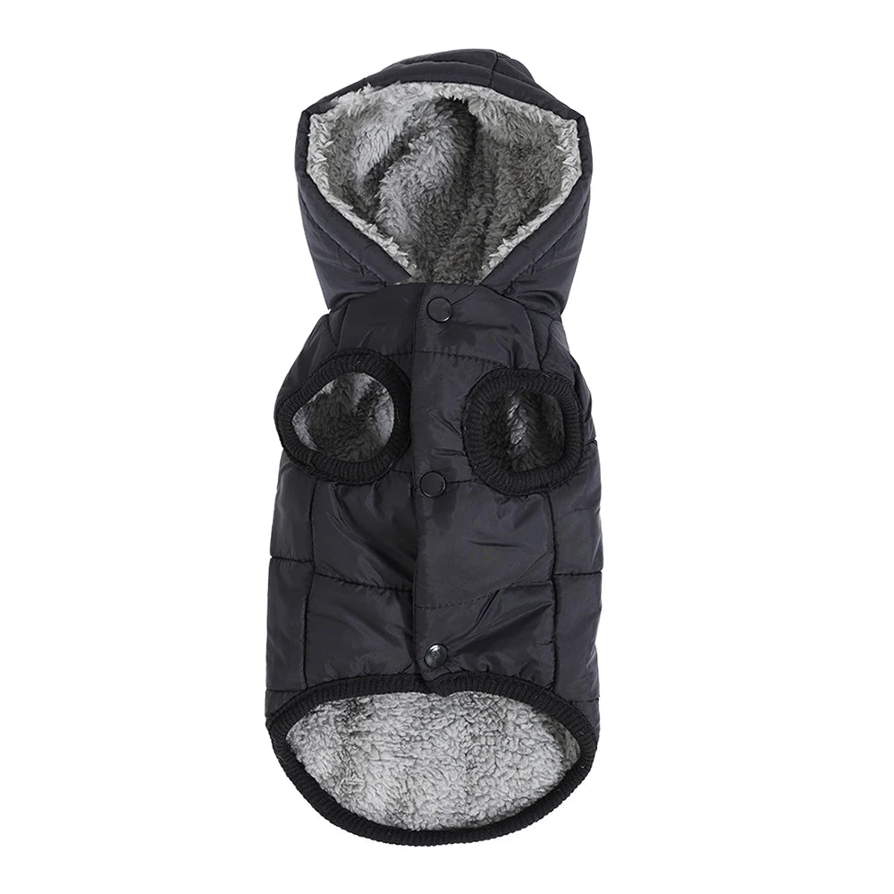 Warm Pet Clothing Hooded Waterproof Puppy Hiking Jacket Coat Solid Thicken Fleece Costume With D-ring For Small Medium Dogs Cats