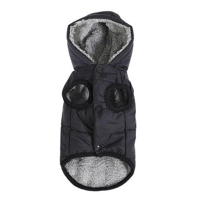 Warm Pet Clothing Hooded Waterproof Puppy Hiking Jacket Coat Solid Thicken Fleece Costume With D-ring For Small Medium Dogs Cats