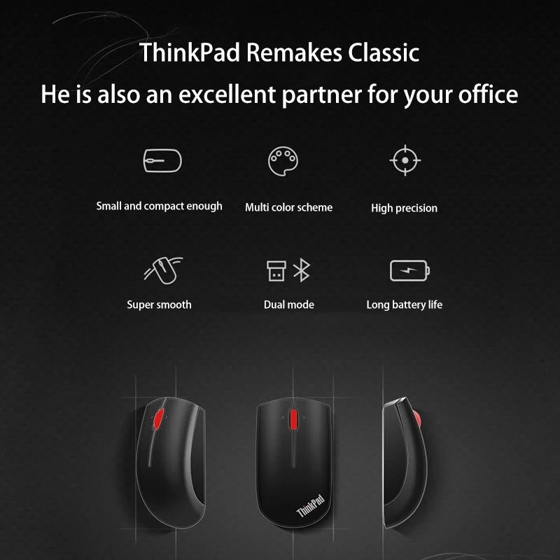 Mouse Lenovo ThinkPad Office Mouse 4Y50Z21427 Black Bluetooth + Wireless Dual-Mode Mouse