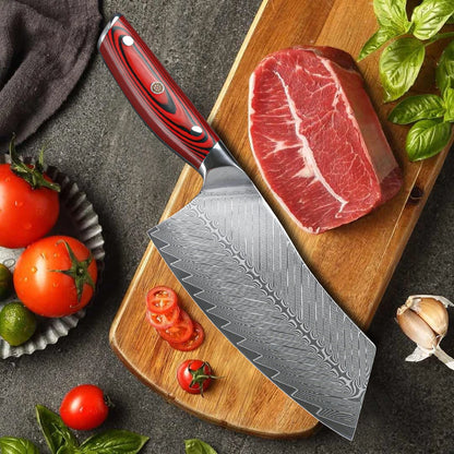 YIZEMA 7" Cleaver Knife Japanese Damascus Steel Sharp Meat Slicer Vegetable Chopper Kitchen High Quality Professional Chef Knife