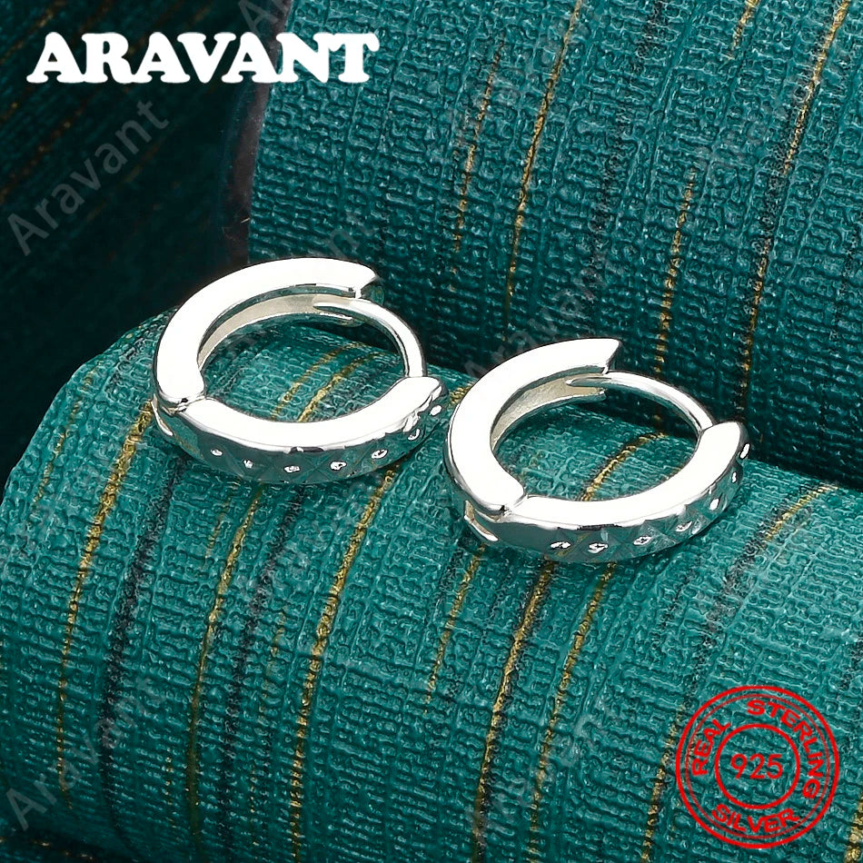 925 Sterling Silver Round Earrings With Carved Design, Vintage Style, Personalized Accessories, Gifts, Jewelry