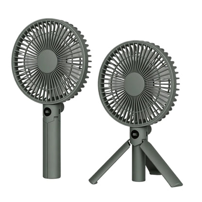 XIAOTREE Portable Handheld Rechargeable Fan LED Digital Display 180°Adjustable Rechargeable Fan 4 Speed Wind Camping Tripod Fan