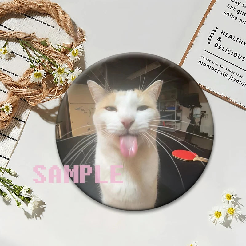 Cute Cats Meme Button Pins Funny Creative Animal Brooches Round Exquisite Tinplate Badge for Backpack Jewelry Accessories Gifts
