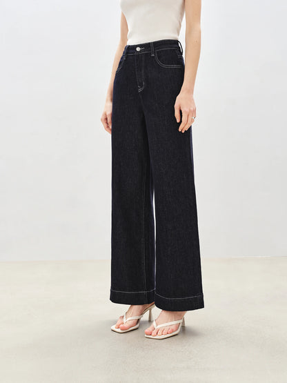 ZIQIAO Anti-fading Self-slimming Straight Jeans for Women 2025 New Slim Pants All-match Trousers