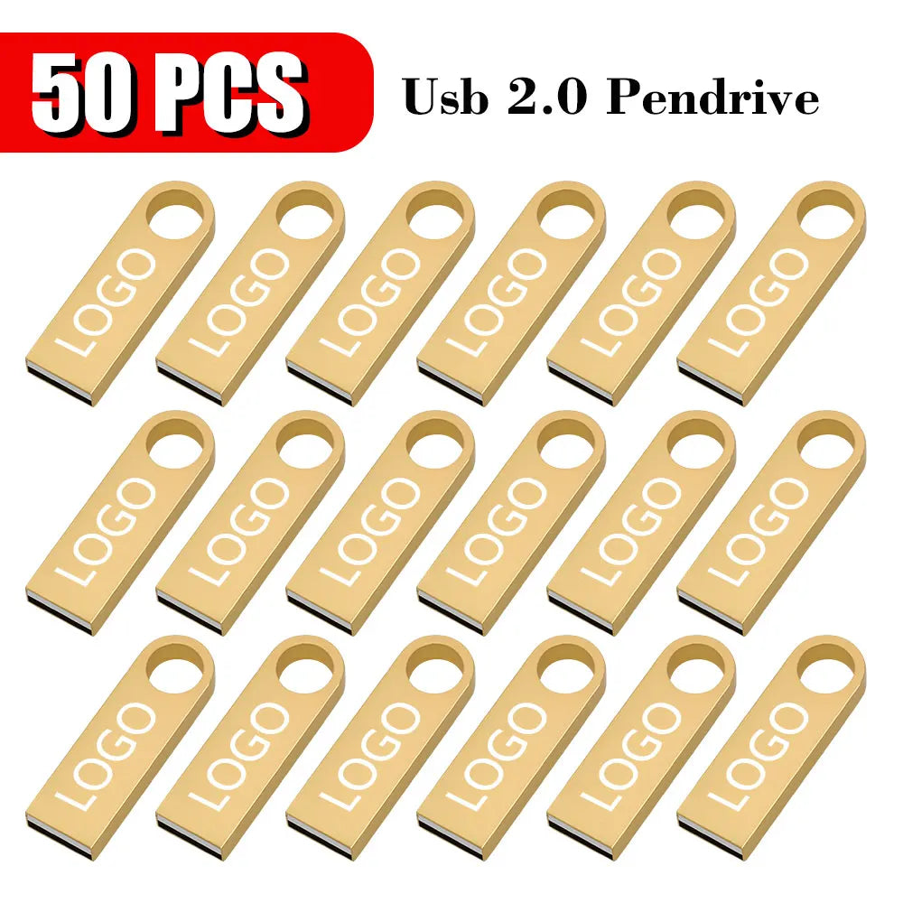 50PCS/lot Free Custom Logo Pendrive 16GB USB Creative Metal Key USB 2.0 Flash Drive Pendrive 4GB 8GB 32GB 64GB Memory Stick