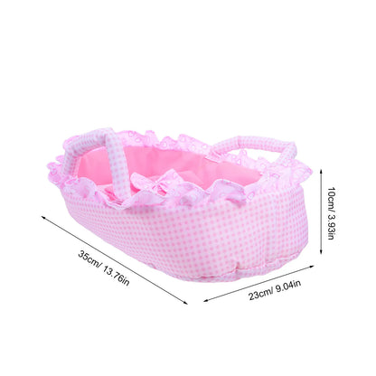 Baby Bassinet Carrying Cradle for 35Cm Reborn Baby Crib Bed Carrier Pillow Blanket Portable Mini Cradle Dollhouse Furniture Prop