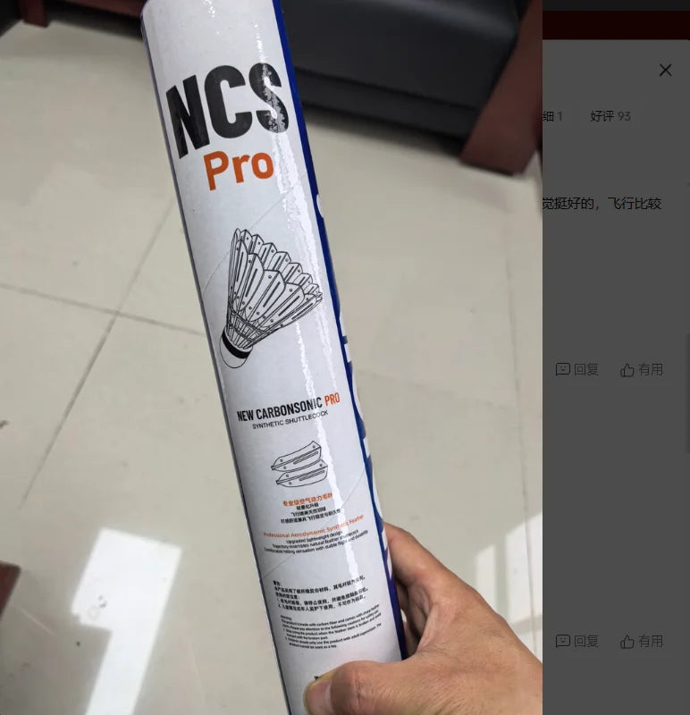 2025 Originalmarke, 1 Tube, 12 Stück NCS Pro Ball, Ausdauer, Flugstabilität, NCS PRO Kunstrasen-Badmintonball