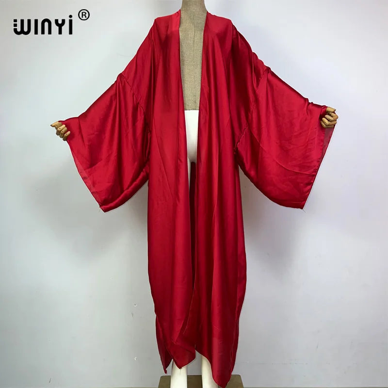 WINYI kimono boho monocolour kaftans beach wear Elegant купальник Holiday beach outfits for women cover ups comfortable dress