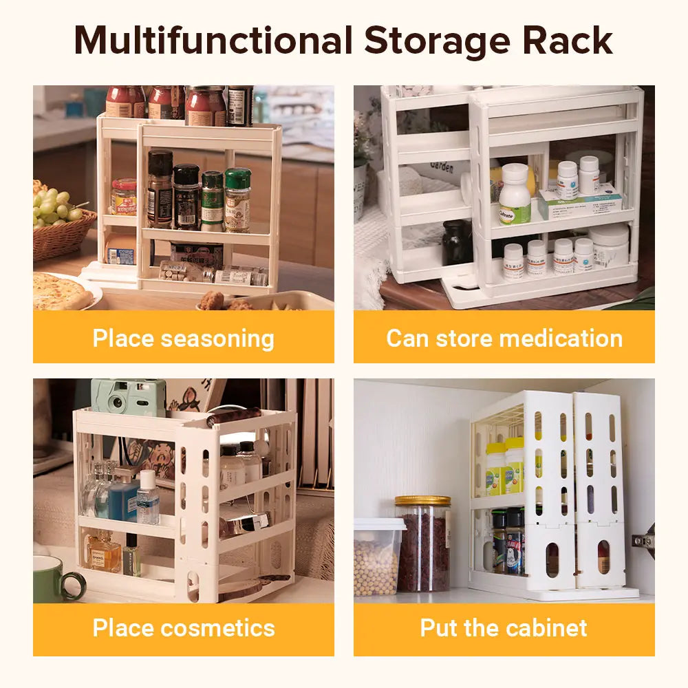 Spice Storage Rack,90 Degree Swivel Item Storage Rack, Countertop 3 Tier Storage Rack,Small Storage And Organizer Rack ﻿
