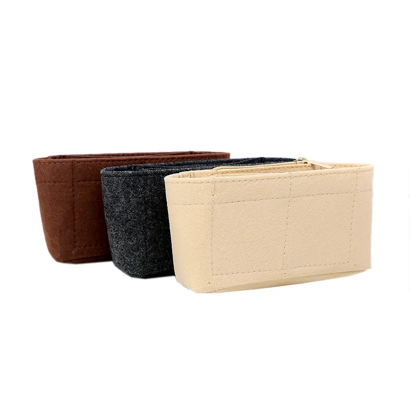 Insert Bag Purse Organizer Insert For Handbags,Felt Bag Insert Dividers With Multi-pockets,Fit Long Backpack/Bucket Bag ﻿