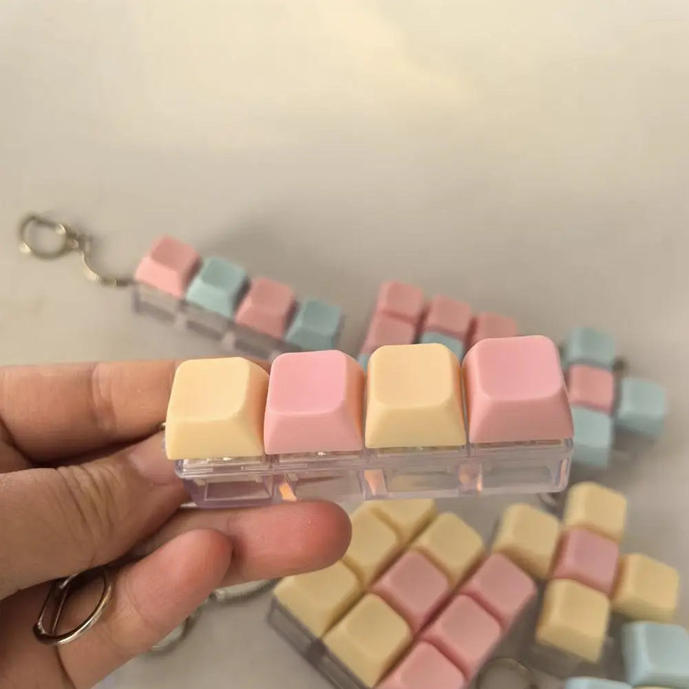 Keyboard Caps Toy Press Stress Relief Fidget Button Key Caps Fidget Keychain Keyboard Keychain Toys Finger Keyboard Key Toy