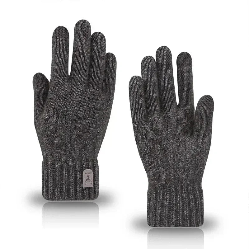New Winter Imitation Camel Fleece Warm Gloves for Men's Outdoor Touch Screen High Elastic British Business Knitted Woolen Gloves