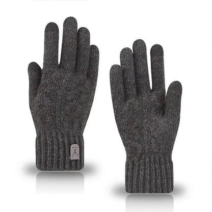 New Winter Imitation Camel Fleece Warm Gloves for Men's Outdoor Touch Screen High Elastic British Business Knitted Woolen Gloves