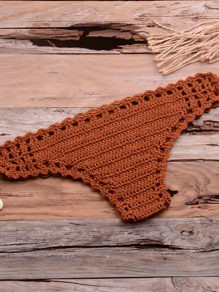 Sexy Crochet Bikinis Sets Handmade Knitted Cotton Swimwear Swimsuit Top + Bottom Bandage Women Sexy Beachwear Biquinis