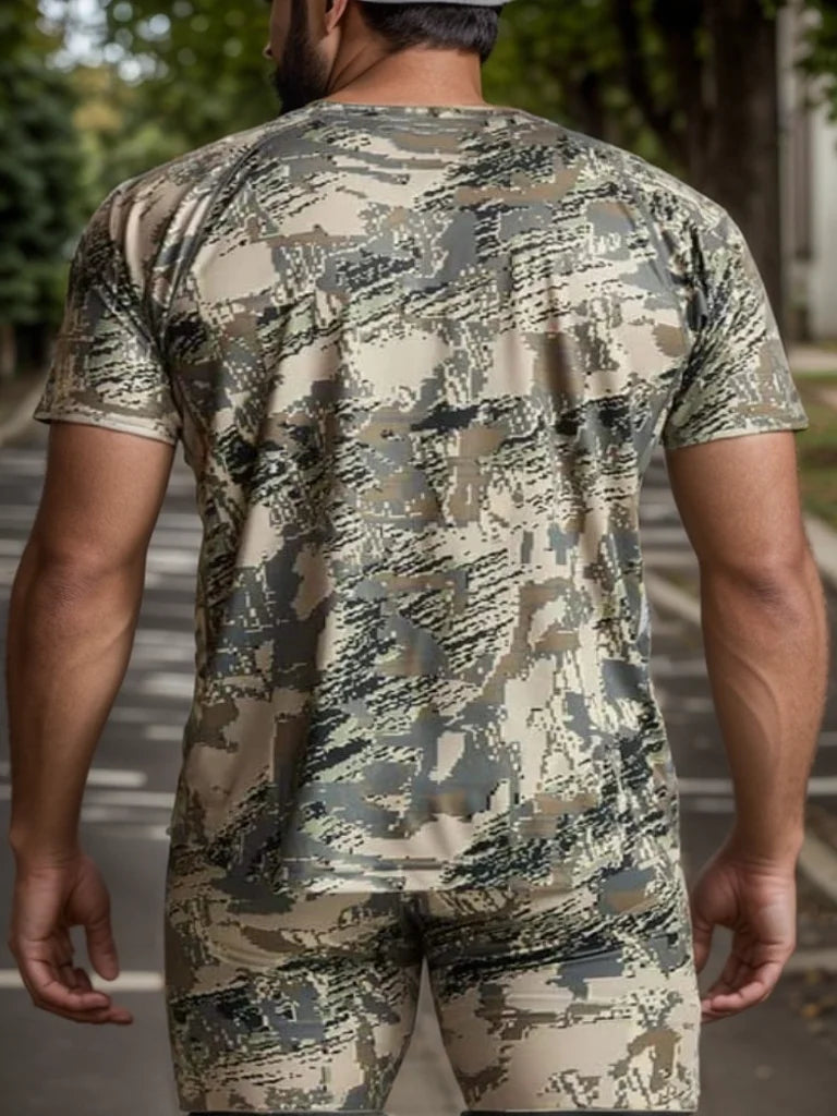 Summer Men's quick-drying printed camo hunting short sleeve T-shirt hunting wear