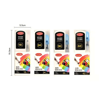 Folding Watercolor Paint Set Solid 18/24/36/42 Colors Painting Pigment Set with Water Brush Pen Watercolor Pigment Students