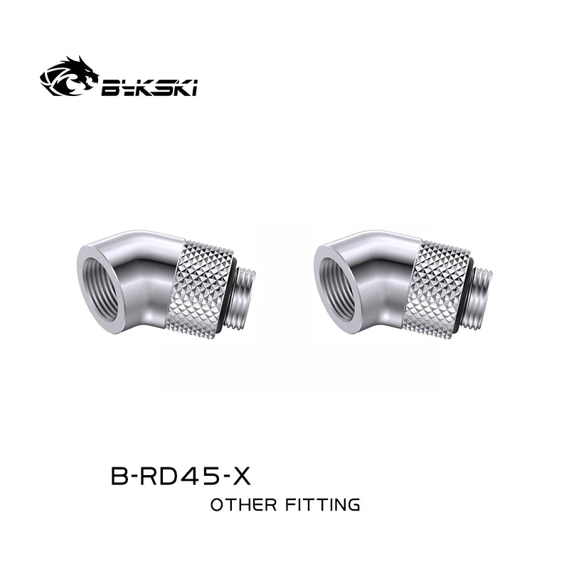 BYKSKI 2pcs G1/4'' 90 Degree /45 Degree Rotary Compression Fitting /for Water Cooling Adaptors Copper Metal Connector B-RD90-X