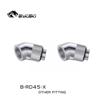 BYKSKI 2pcs G1/4'' 90 Degree /45 Degree Rotary Compression Fitting /for Water Cooling Adaptors Copper Metal Connector B-RD90-X