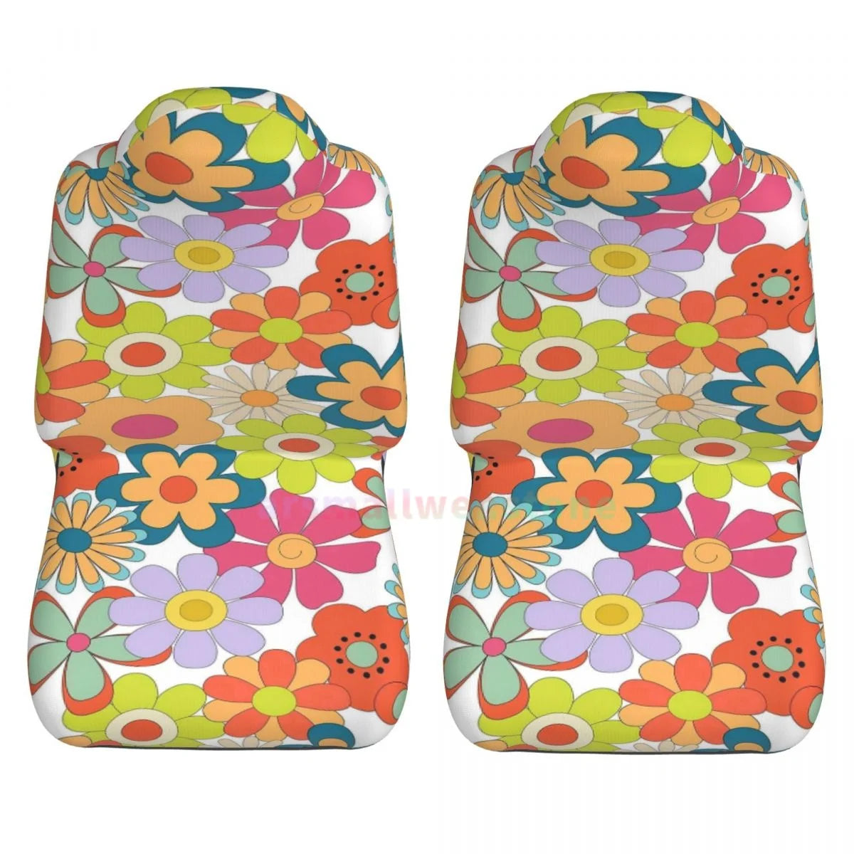 Hippie Flowers Car Seat Cover 2PCS Front Car Seat Cover Seat Anti Fouling Protective Cover Cute Car Accessories