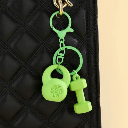 New DIY Fitness Equipment Keychain,Resin Kettle Bell Dumbbell Keychain Pendant,Colorful Barbell Car Bag Hanging Accessory