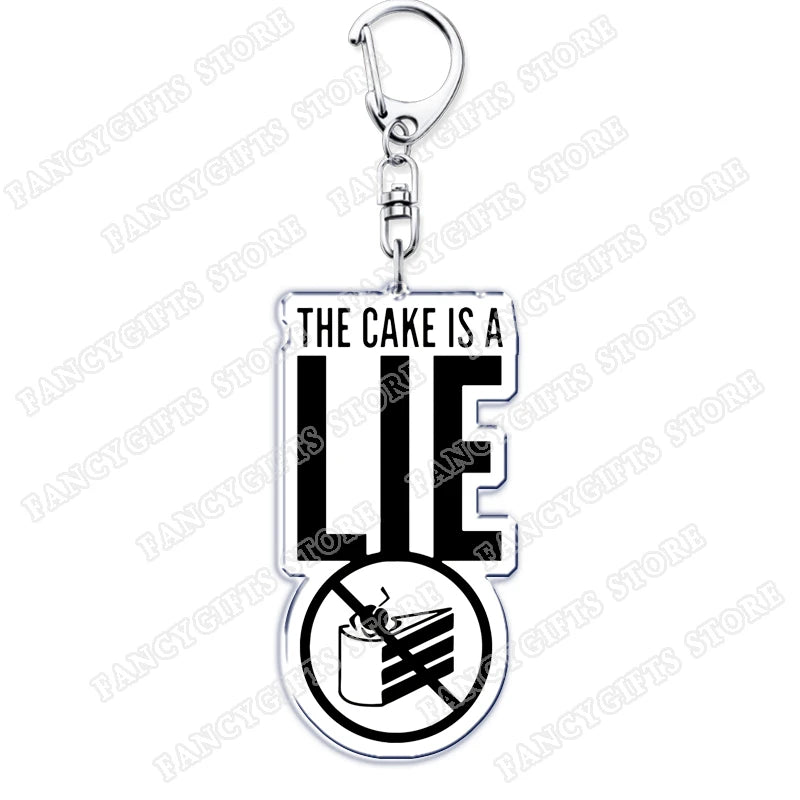 Popular Video Game Keychains for Accessories Bag Glados Aperture Laboratories Science Keyrings Jewelry Gamer Fans Gaming Gifts
