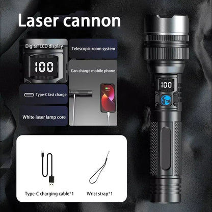 Lenovo 1000000LM Super Bright LED Flashlight Rechargeable USB-C Digital Display IPX8 Waterproof Long Lasting Camping Emergency