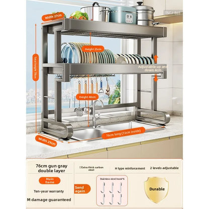 Dish Storage Rack Kitchen Sink Shelf Dish Drain Rack Sink Dish Shelf