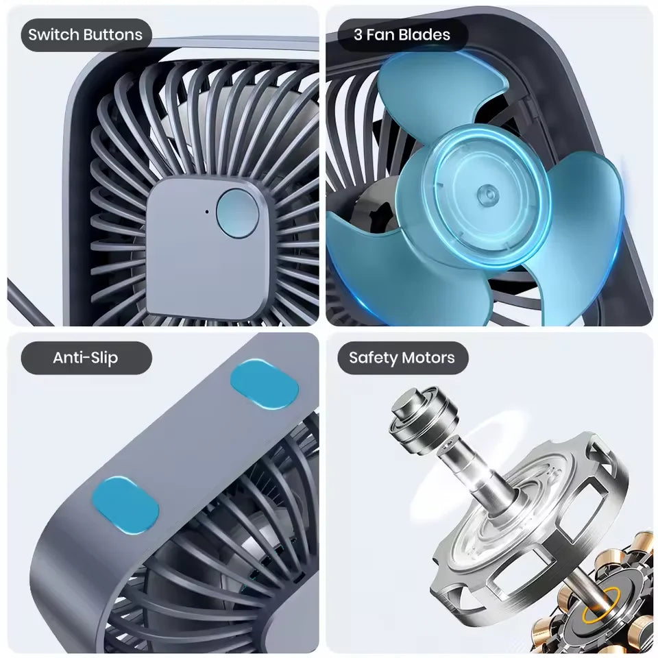 Portable desktop fan, USB powered mini desktop fan, capable of 360 ° rotation, suitable for offices, bedrooms, and study rooms