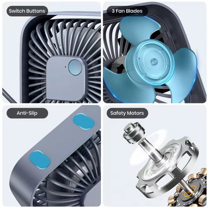 Portable desktop fan, USB powered mini desktop fan, capable of 360 ° rotation, suitable for offices, bedrooms, and study rooms