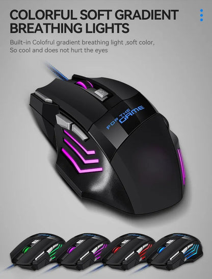 1 PC New Hyperspeed USB Gaming Mouse RGB Backlit Ergonomic Game Mice 7D Esports Wired Mouse for Laptop PC Gamer