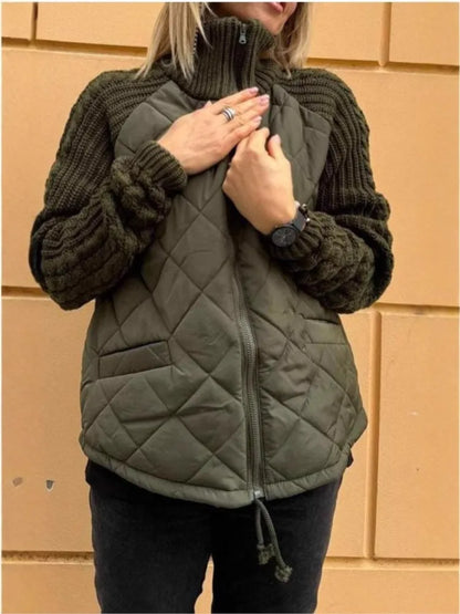 Elegant Casual Coat Women New Fashion Cardigan Zipper Long-sleeved Stand-up Collar Women's Jacket Cotton Jacket Womens Clothing