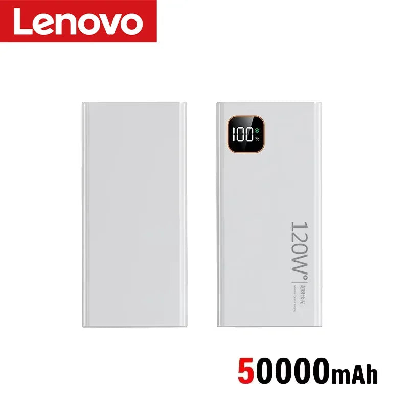 Lenovo 500000mAh Portable Power Bank 120W Large Capacity Super Fast Charging Digital Display External Battery Powerbank New
