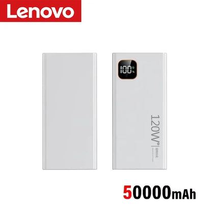 Lenovo 500000mAh Portable Power Bank 120W Large Capacity Super Fast Charging Digital Display External Battery Powerbank New