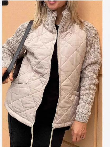 Elegant Casual Coat Women New Fashion Cardigan Zipper Long-sleeved Stand-up Collar Women's Jacket Cotton Jacket Womens Clothing
