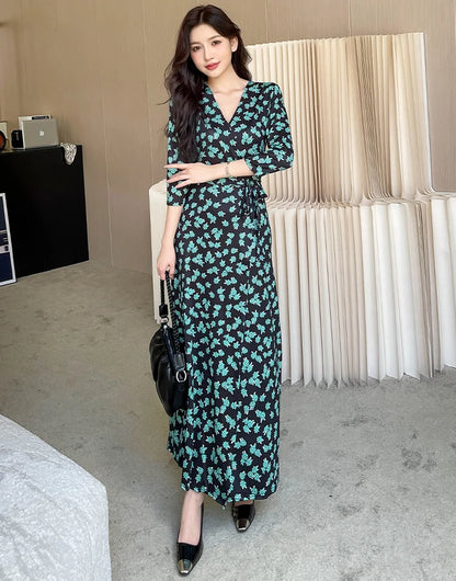 ZAROY Women Wrap Long Dress Summer Sexy V Neck Side Split Party Club Dress Chic Streetwear Elegant Evening Slim Beach Vestidos