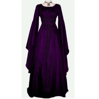Women Fashion Vintage Style Women Medieval Gothic Dress Floor Length Women Cosplay Dress Retro Long Gown Dress