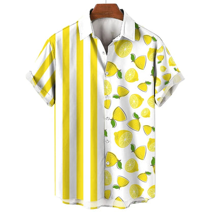 Fruit Banana Cherries 3D Printed Graphic Shirts For Men Clothes Fashion Hawaiian Lapel Blouse Casual Streetwear Lapel Blouse Top