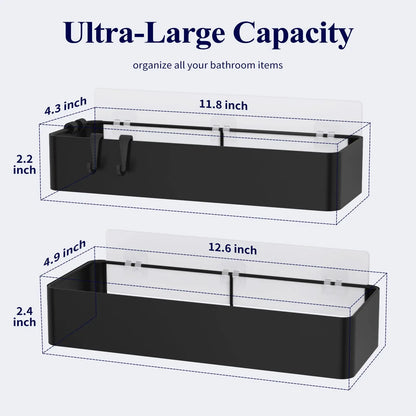 Shower Caddy 2 Pack Adhesive Shower Organizer Drill-Free Shower Shelves for Inside Shower Rustproof Stainless Steel Shower Rack