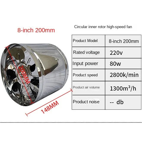 6''8'' Kitchen Toilet Exhaust Fan Louver Pipe Extractor Wall Air Ventilation Ceiling Booster Blower Metal Ventilator Attic Fan
