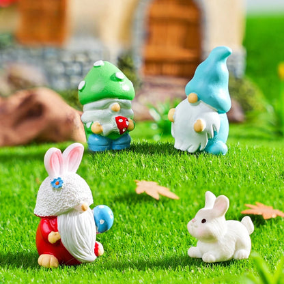 8/24PCs Mini Dwarf Doll Figurine Miniature Resin Mushroom Gnome Doll Garden Landscape Crafts Small Ornaments Desktop Decoration