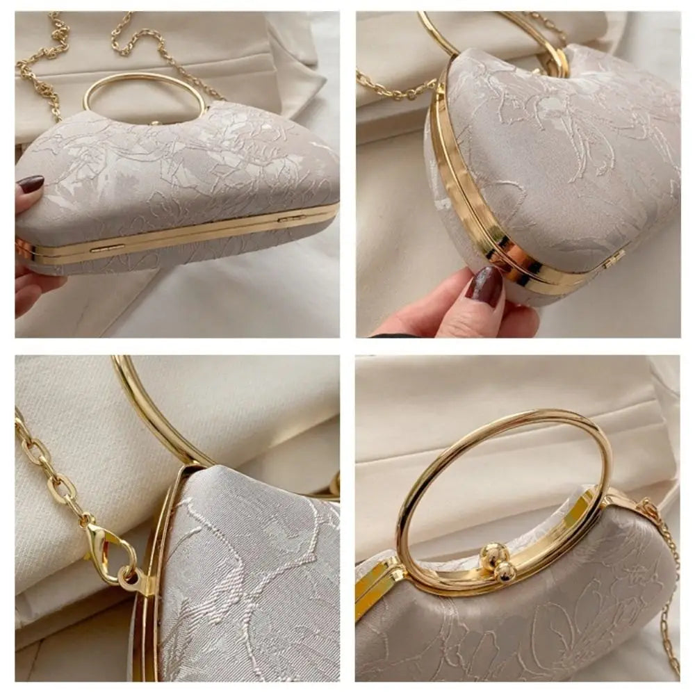 Fashion Polyester Fiber Evening Bags Elegant Chain Shoulder Bag Clutch Handbag Women
