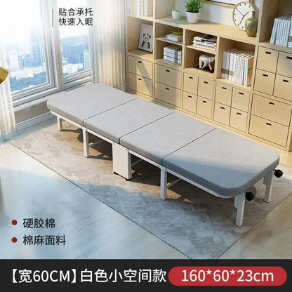 Convenient Small Size Office Folding Bed Nap Recliner Single Adult Hospital Escort Camp Bed with Pulley Folding Furniture