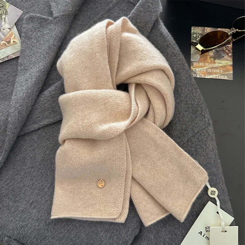 100% Wool Winter Scarf For Women Long Warm Cashmere Scarves Hijab Solid Lady Shawl Wrap Female Pashmina Bandana Head Scarfs New