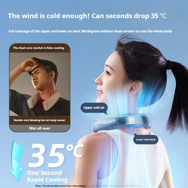 Portable Neck Fan  Rechargeable Fan Mini 3-Speeds Large Wind Outdoor Silent Electric Ventilador for Home Camping Outdoor