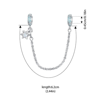 WOSTU 925 Sterling Silver Snowflake Charm Winter Snow Beads Purity Original Fit for Women Girls Necklace DIY Fine Jewelry Gift