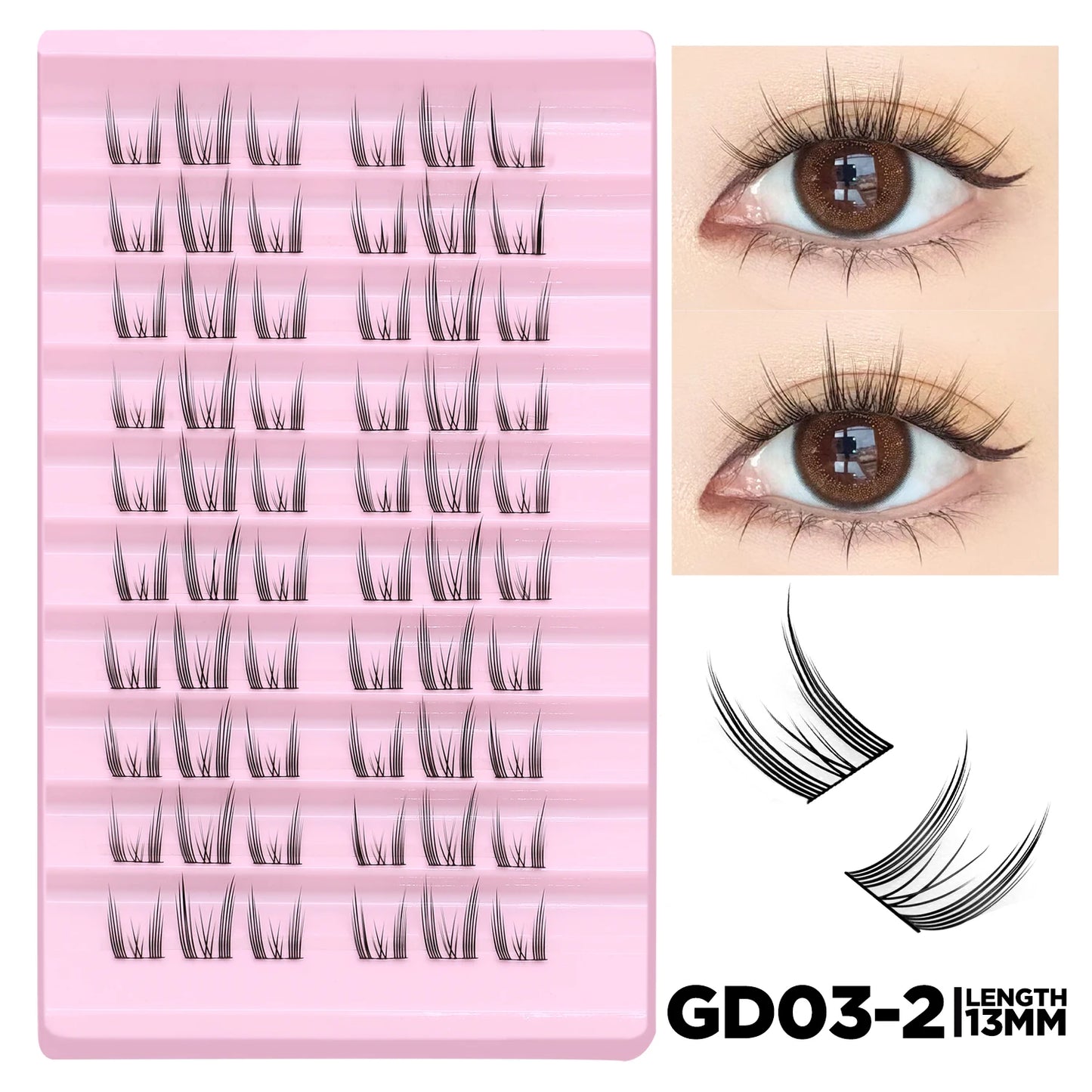 GROINNEYA Cat Elf Eyelashes Book 15 Rows Large Capacity Natural Manga Lashes Effect DIY Eyelashes Extension Clusters Makeup