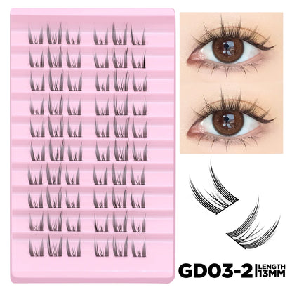 GROINNEYA Cat Elf Eyelashes Book 15 Rows Large Capacity Natural Manga Lashes Effect DIY Eyelashes Extension Clusters Makeup