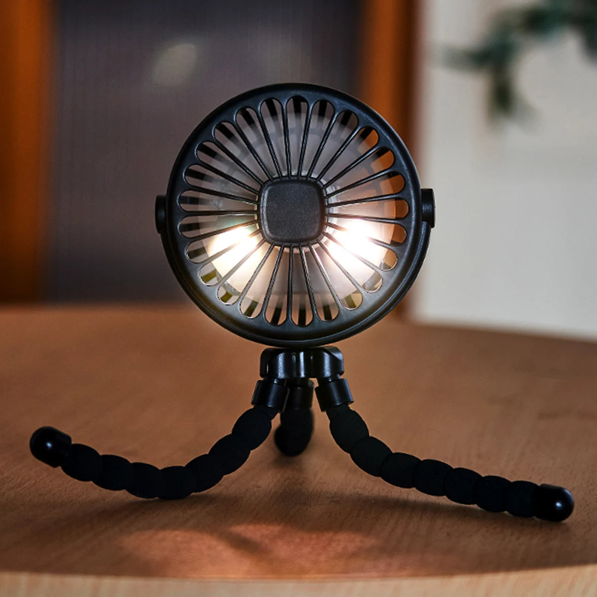 Octopus shape handheld fan standing, hanging and winding 4 forms night light design rechargeable long battery life mini student