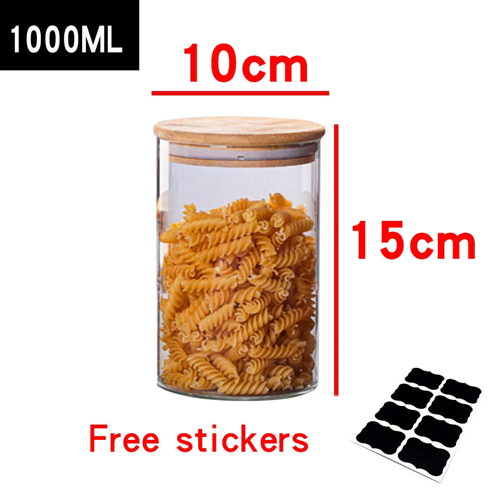 Glass Containers Food Glass Jars and Lids Glass Jar with Lid Kitchen Storage Box Organization Containers Bottle Spice Boats Tea