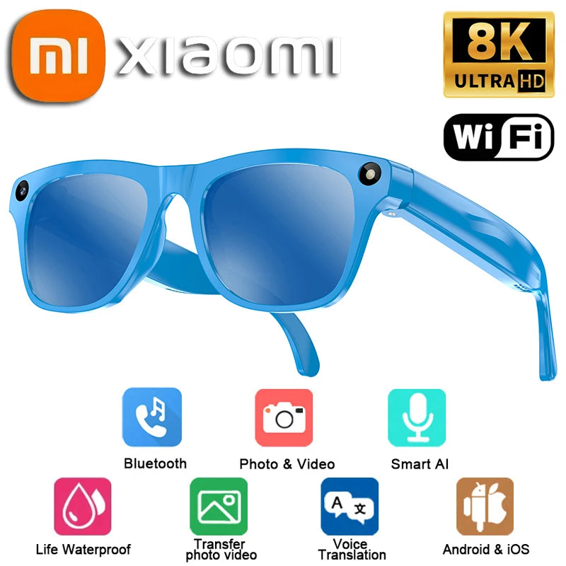 Xiaomi 4K Smart AI Glasses 800W Photochromic Multi-functional Photo Video Voice Calling Translation Bluetooth Motorcycle Glasses